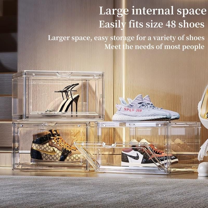 Image of Story@Home Stackable Sneaker Box Transparent - Pack of 1 | Clear White Shoe Storage Box for Sneakers Fits Upto Size 13 | Dustproof Sneaker Display Case Organizer | DIY Space-Saving Shoe Organizer
