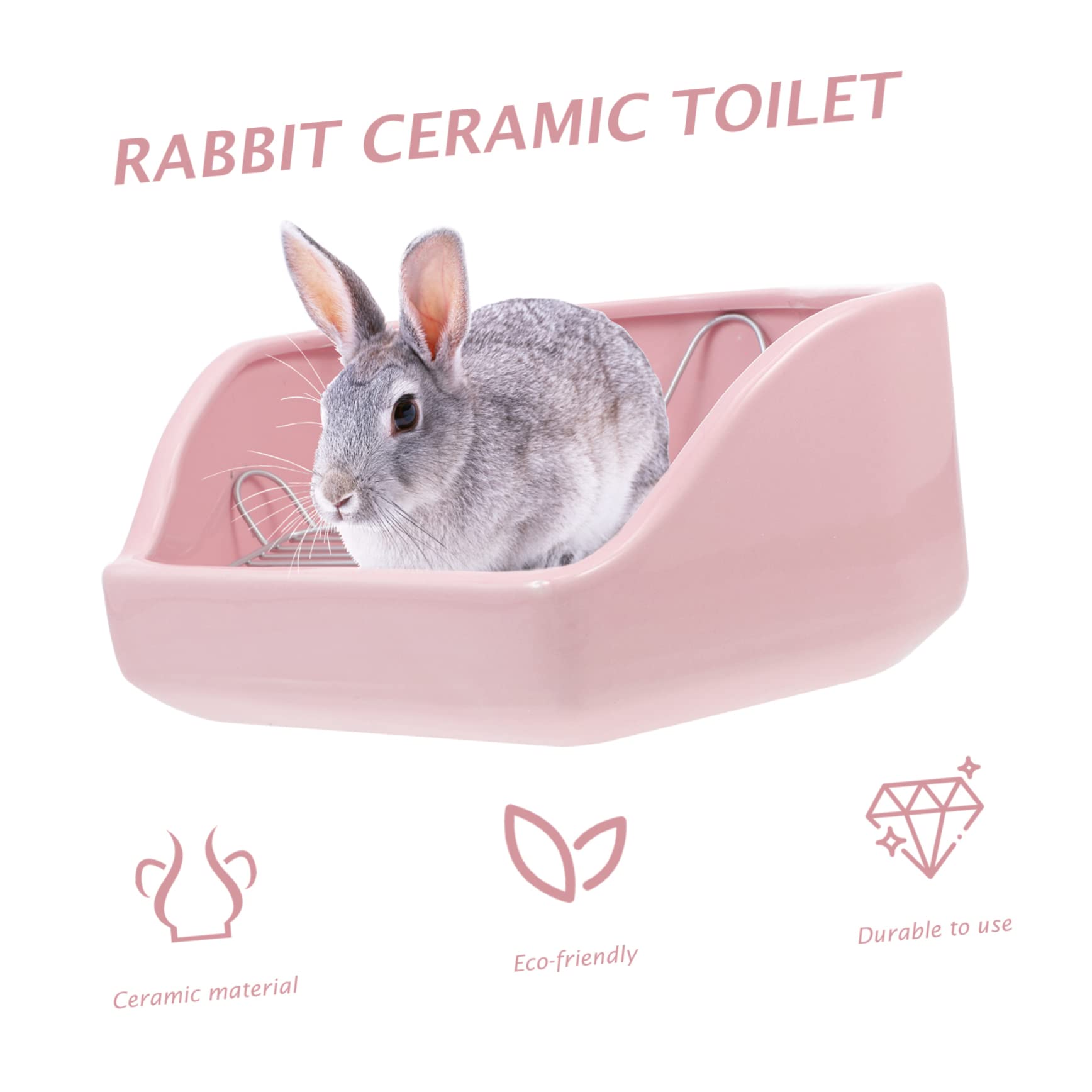 Mipcase Inodoro de Cerámica Antideslizante Rejilla Desmontable para Conejos y Cobayas Pentagonal Caja de Baño Rosa para Mascotas Pequeñas
