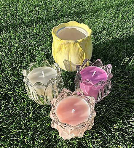 Tulip Shaped Glass Candle Holder Spring Flower Tealight Candle Holder Glass Tea Light Votive Candle Holders Candle Jars For Bathroom, Mother's Day, Party, Centerpiece Decoration #TOP2