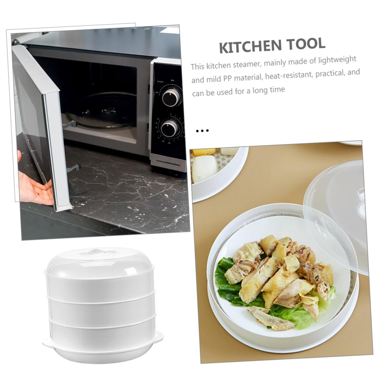 Cocedor al Vapor Microondas Tapa Resistente al Calor Apto para Verduras Pasta y Arroz Utensilio Cocina Fácil Limpieza y Duradero