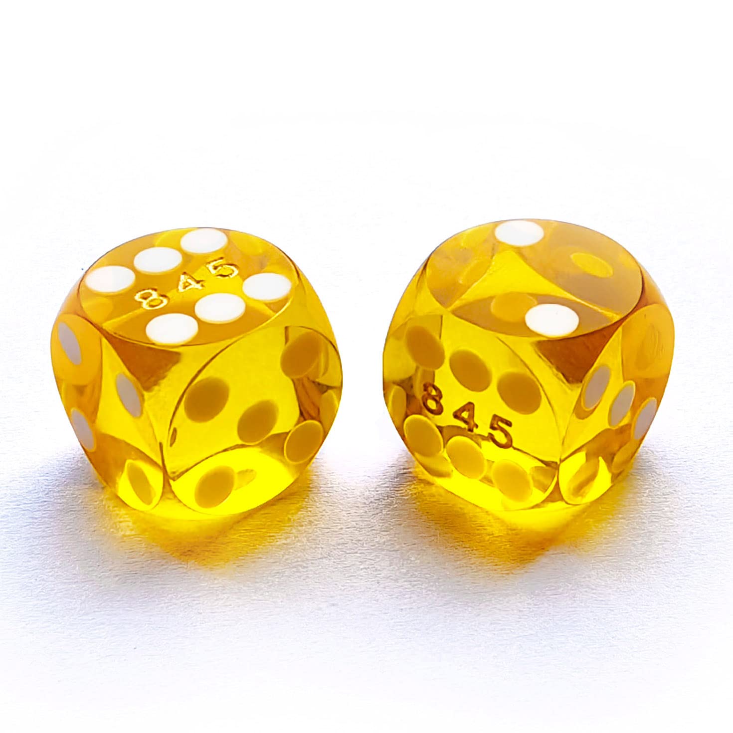 Bescon Professional Precision Dice Round Corner 9/16" (14.3mm) with Random Serial Number, Precision Cut Dice 14.3MM Gem Yellow, 2pcs Set