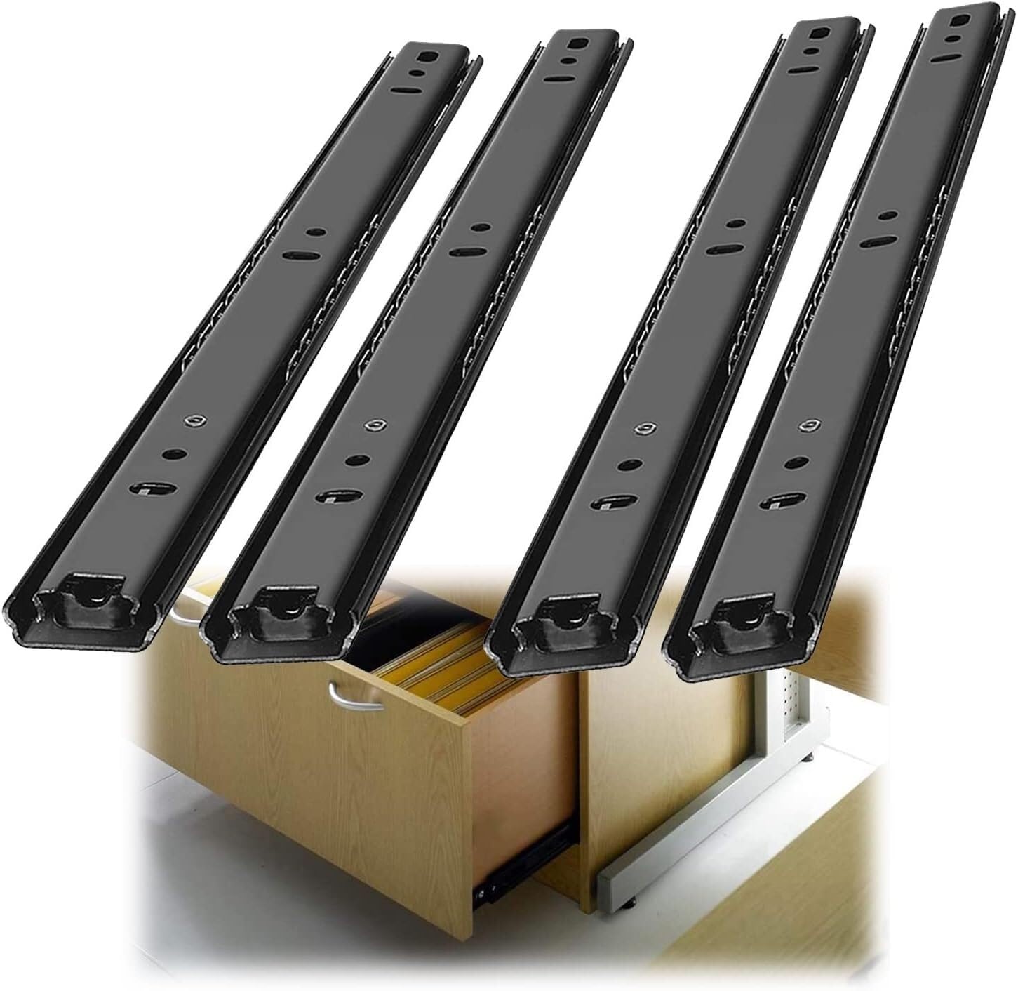 Guide per cassetti, Binario di Scorrimento telescopico a 2 sezioni Armadio da 4 Pezzi(20cm/8Inch)