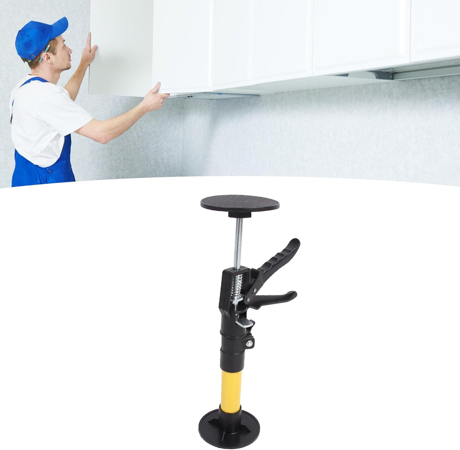 Adjustable Cabinet Jack Support System 2 Set Third Hand Support Pole with Base for Woodworking Cabinet Furniture Installation Heavy Duty Stability