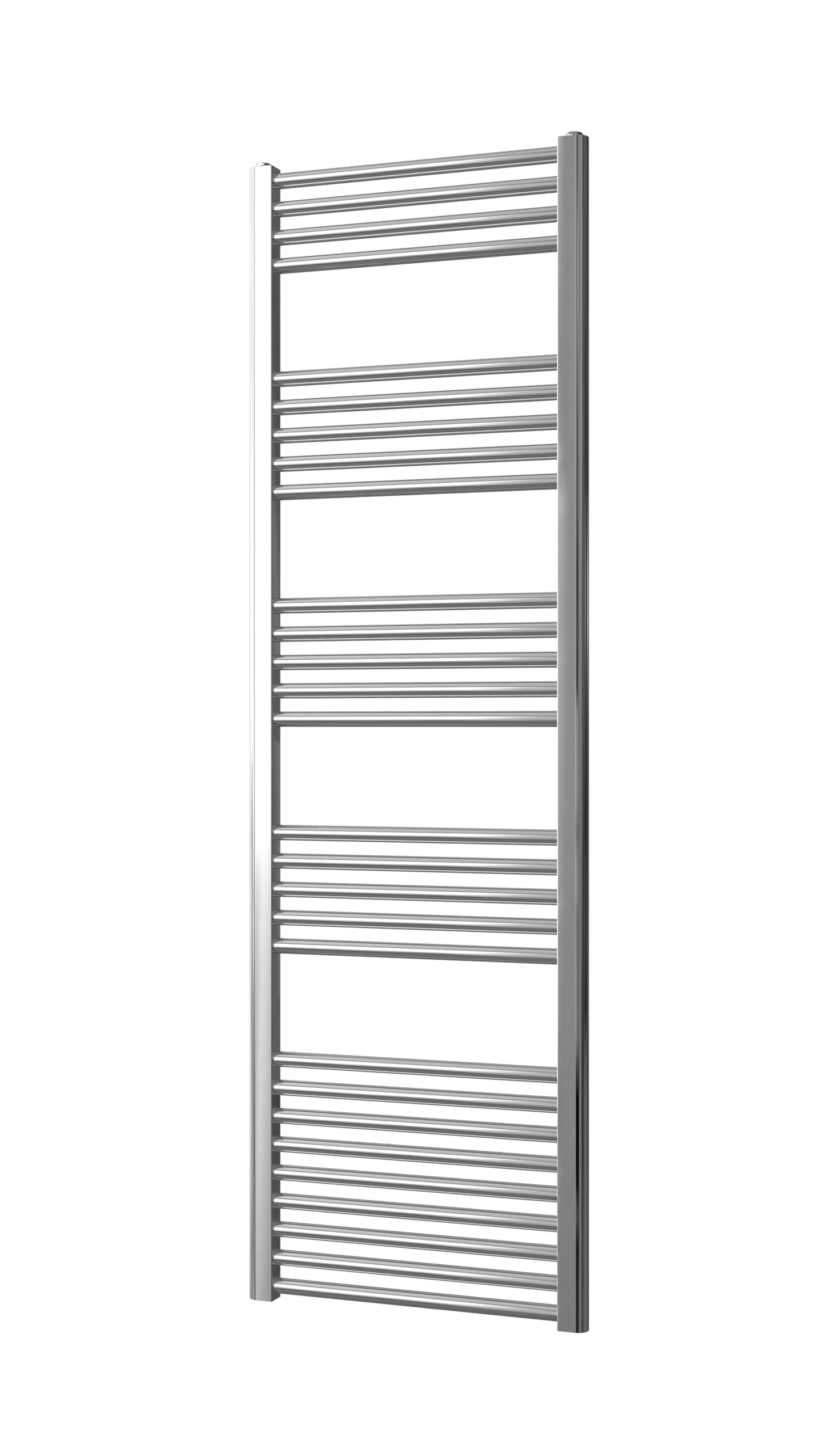 Greened House Chrome Straight Heated Towel Rail 600mm wide x 1400mm high Flat Central Heating Towel Radiator