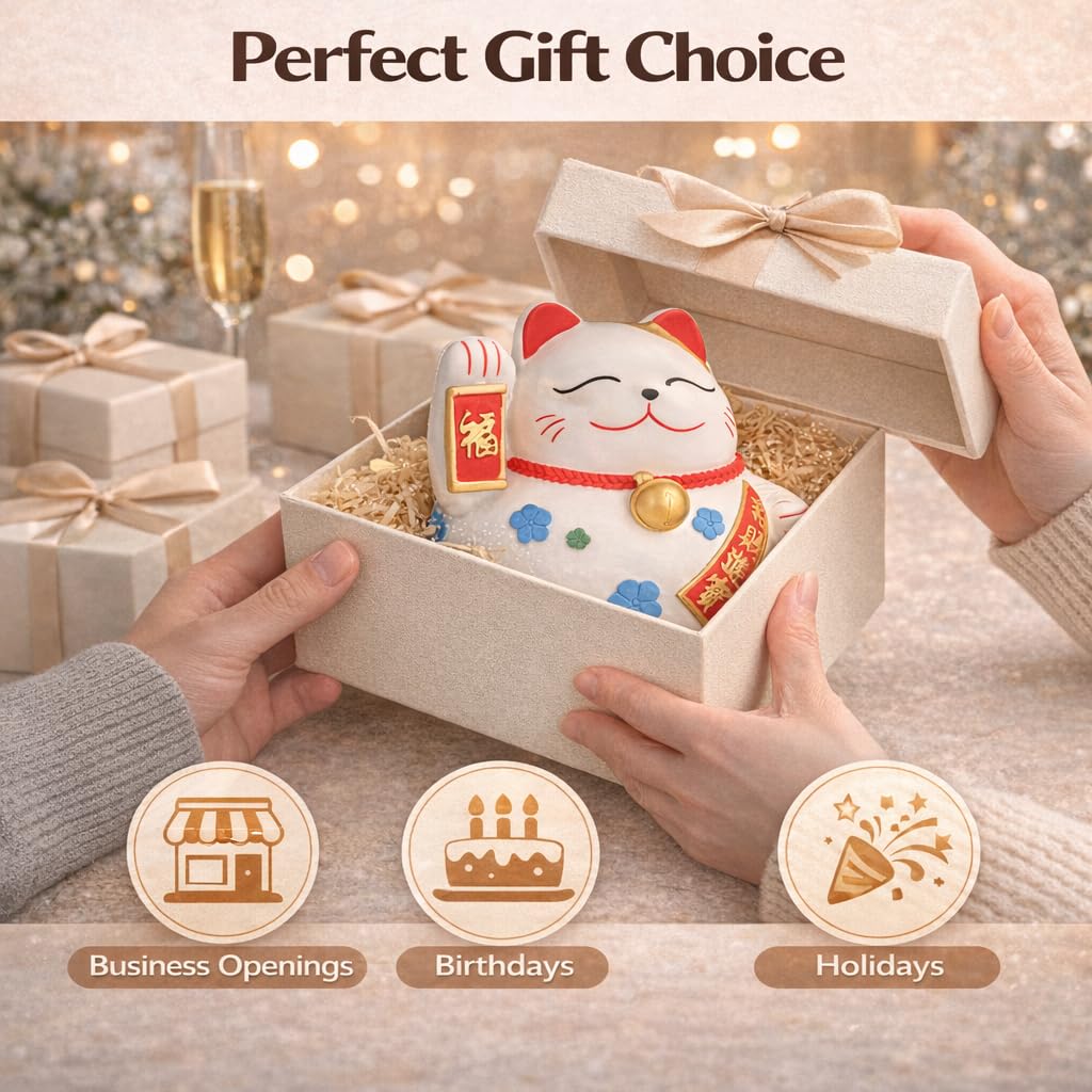 Amazon.com : Lucky Cat Piggy Bank – Maneki Neko Coin Bank, Cute