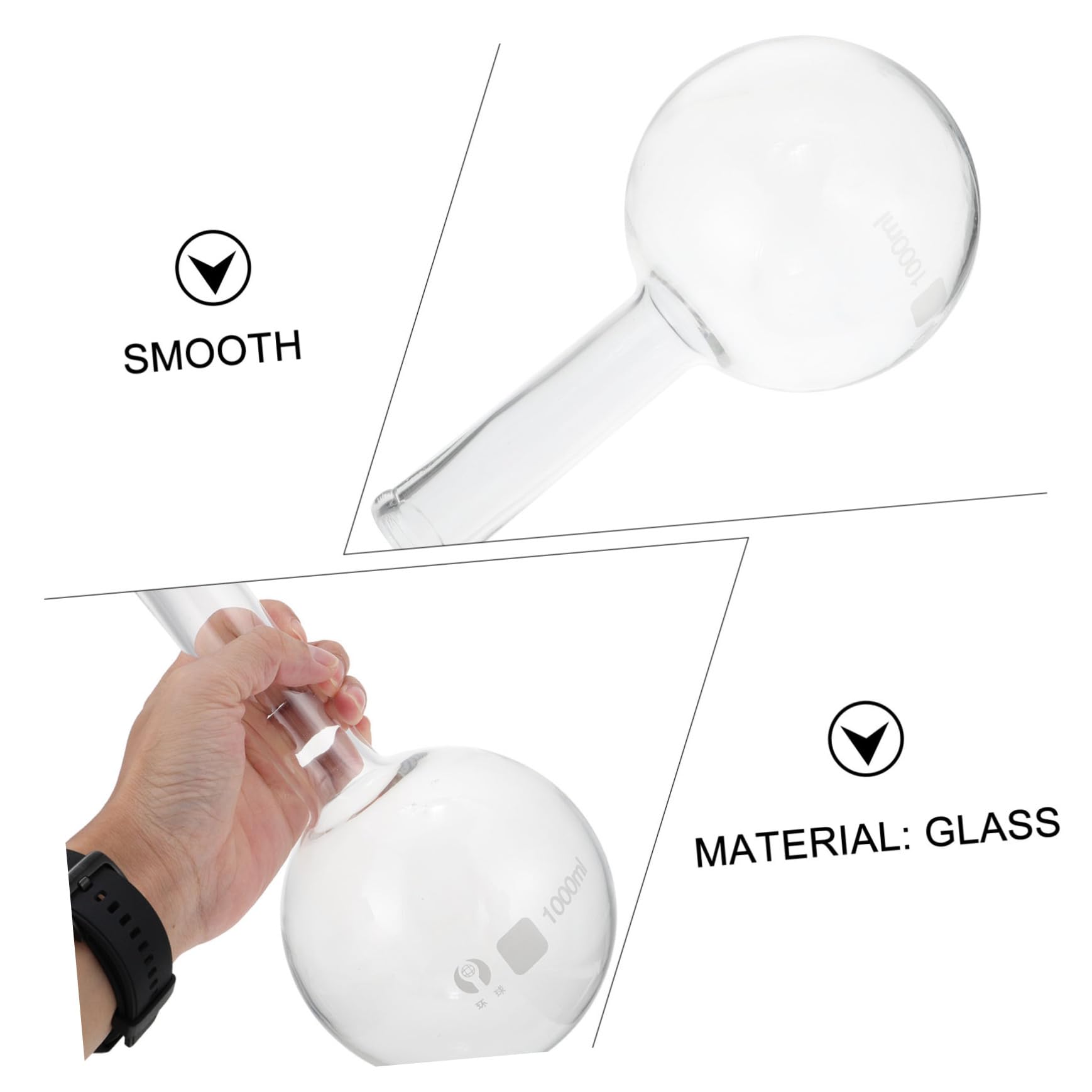 MUSISALY Round Bottom Flask 1000ml Flask Flat Bottom Lab Beaker for High-Temperature Resistance