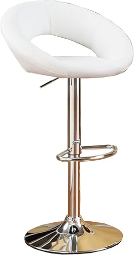 poundex 2pieza PU Forma Redonda Barstool color blanco