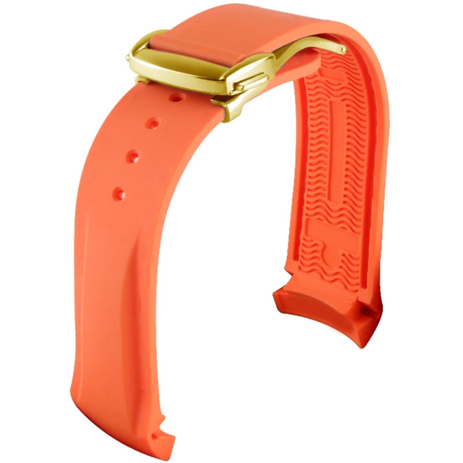 Bracelet de montre en caoutchouc 22mm extrémité incurvée pour le sport et le quotidien - 7