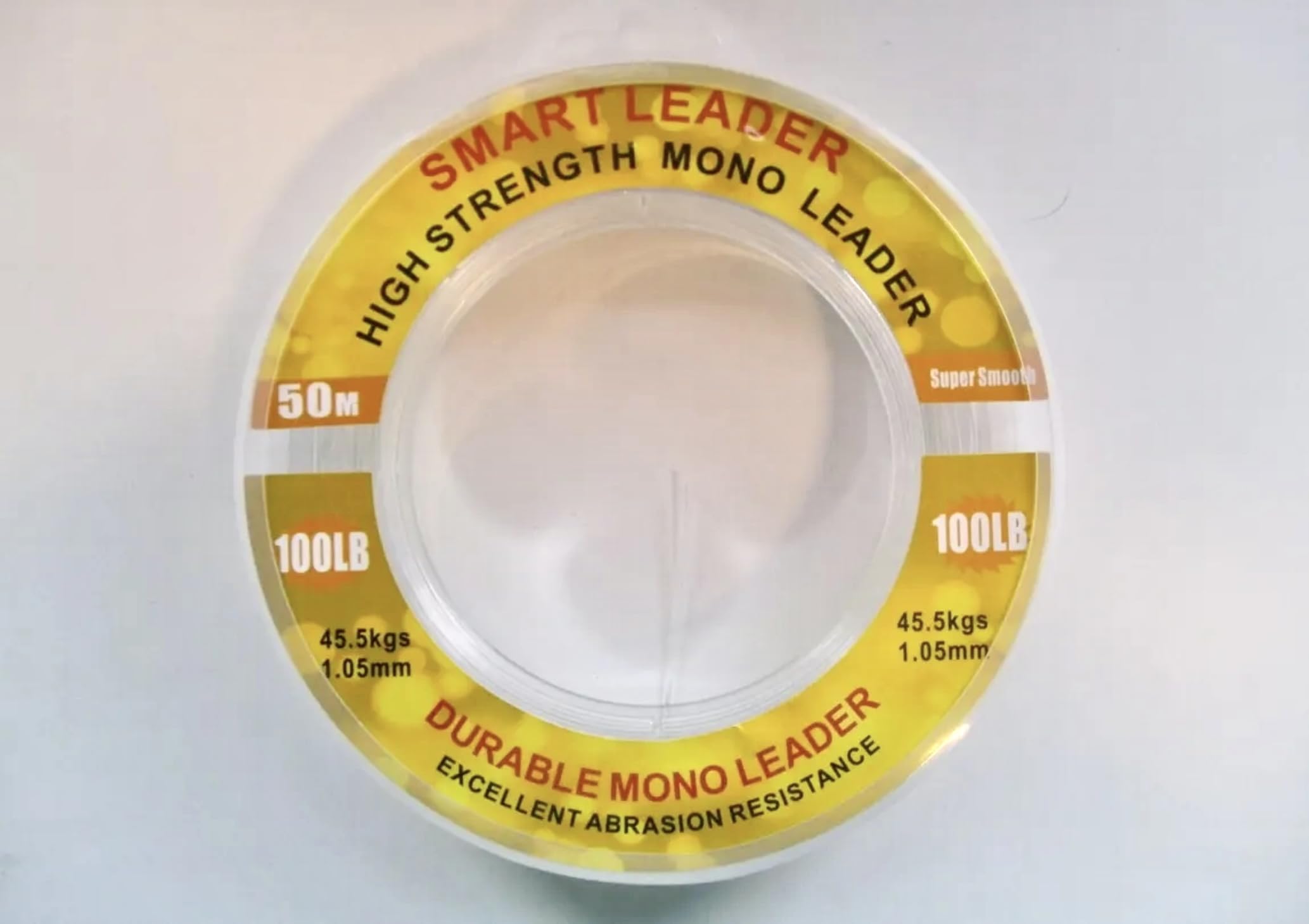 SEA FISHING SMART LEADER FOR SHOCK LEADER/TRACE RIGS - 100lb 50m TRANSPARENT