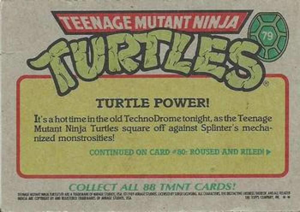 1989 Topps Teenage Mutant Ninja Turtles NonSport Standard Sized