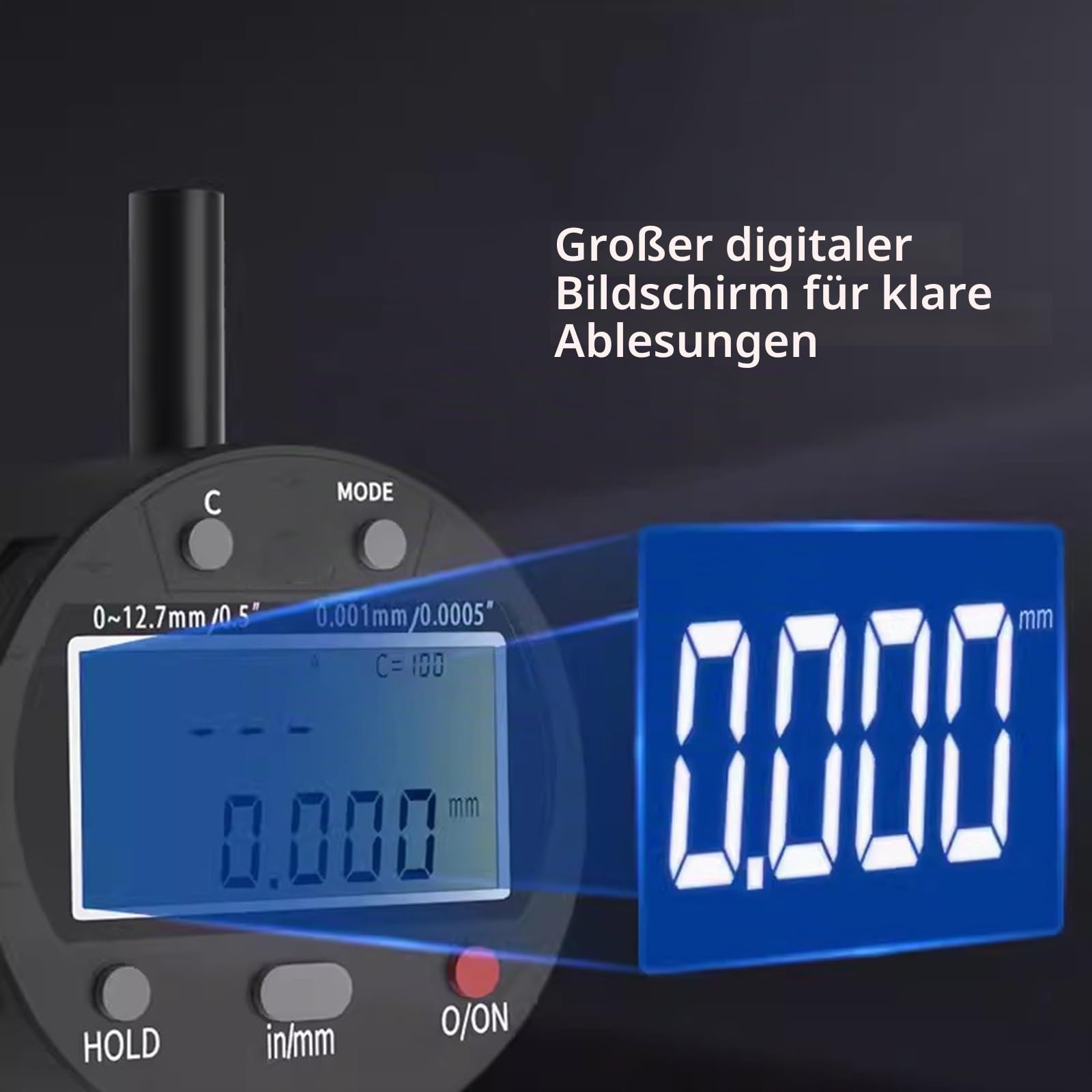 Digitales Radius-Messgerät, elektronisches Radius-Messgerät innen und außen, mit Messbacken von 10 mm/20 mm/30 mm/60 mm/100 mm, hohe Genauigkeit, für mechanische Teile, Holzformen