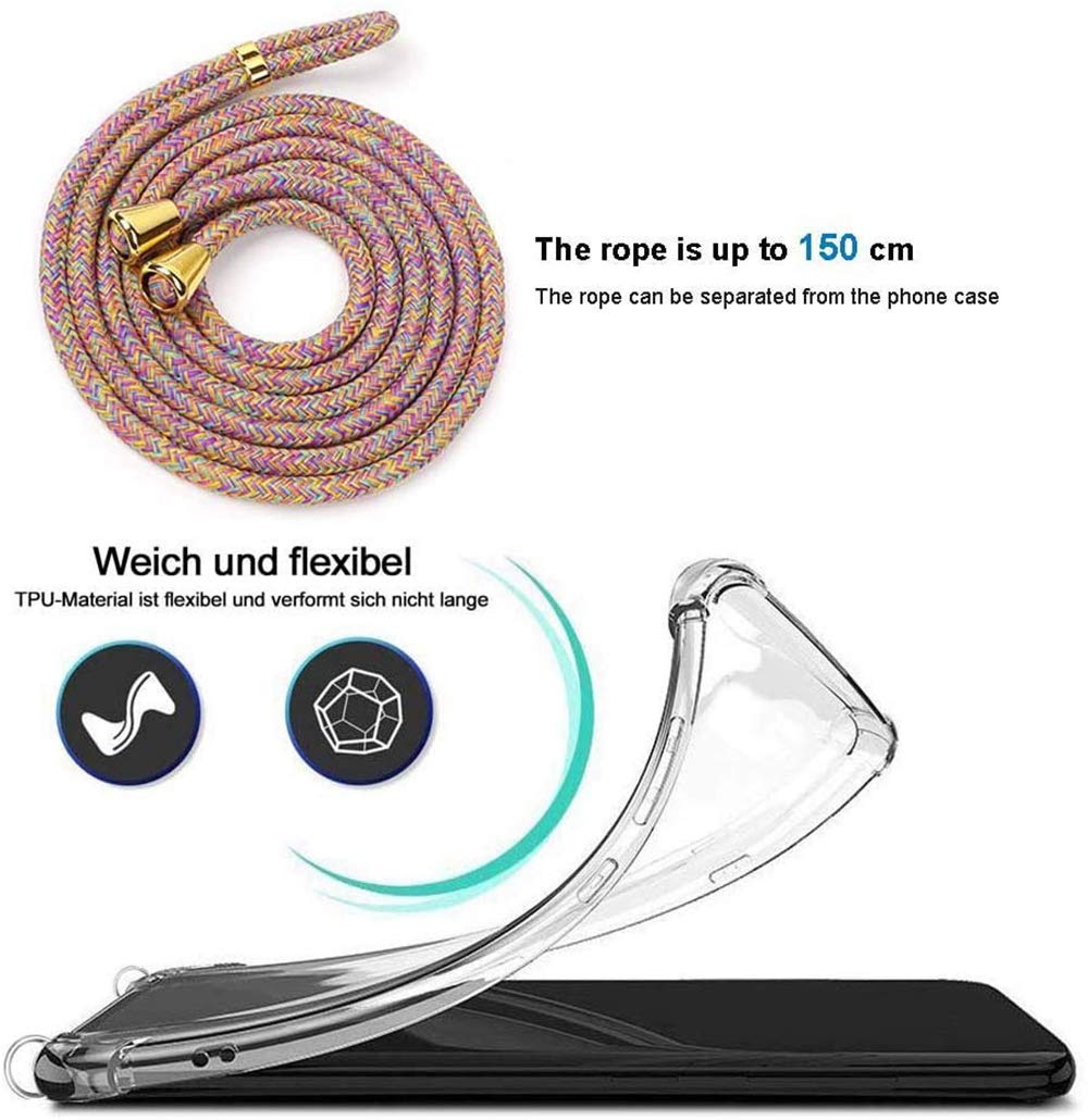 Etui na telefon komórkowy Huawei Honor 200 5G z paskiem - łańcuszek na telefon komórkowy etui ze sznurkiem do zawieszenia, zawieszka na telefon komórkowy - przezroczyste etui ochronne w