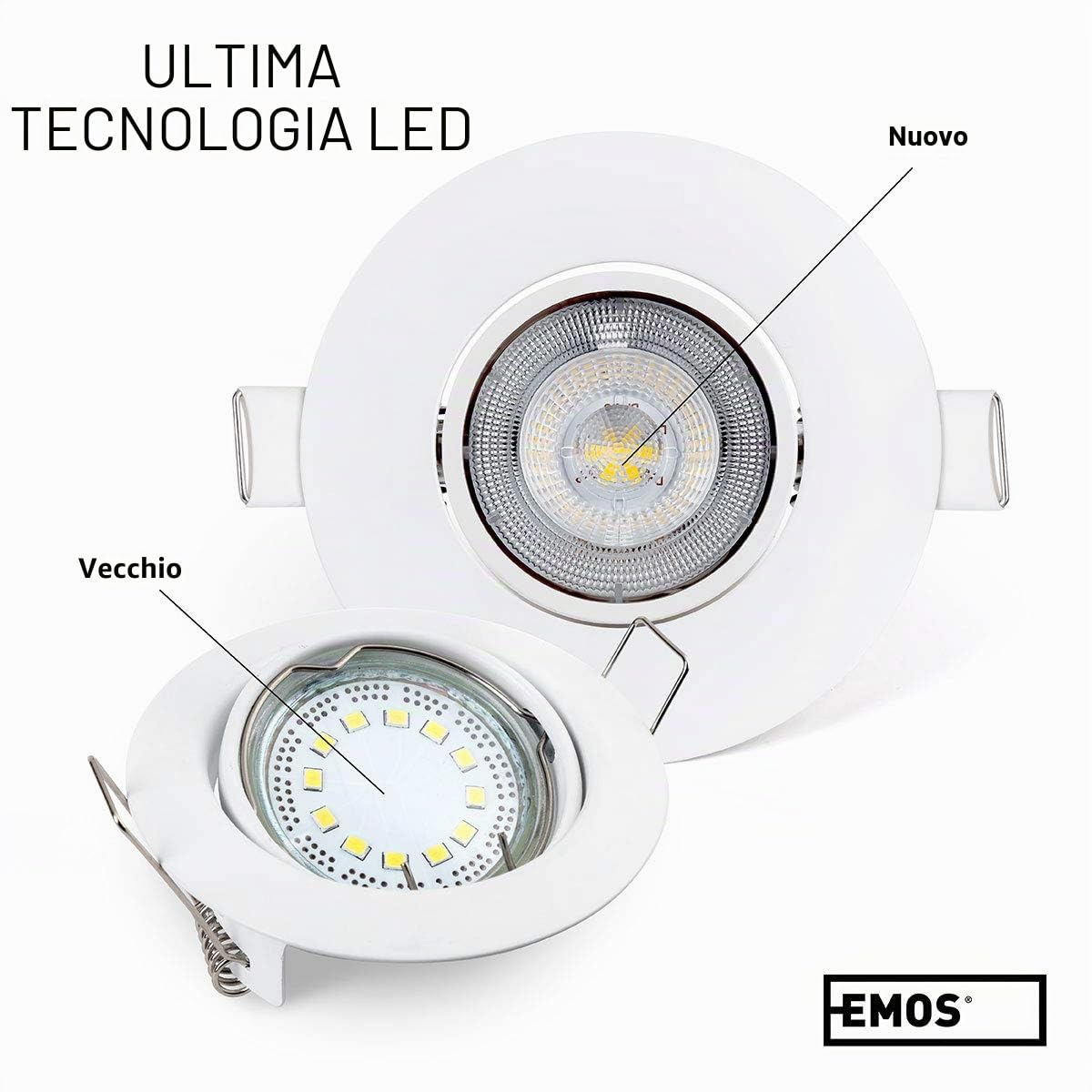 EMOS Exclusive Faretti LED da Incasso per Cartongesso 5W / 450 Lumen | Faretti da Incasso 6500K Luce Bianco freddo | Set di 12 pezzi Spot LED Orientabili a 50°, Rotondi e Ultra Piatti in Bianco