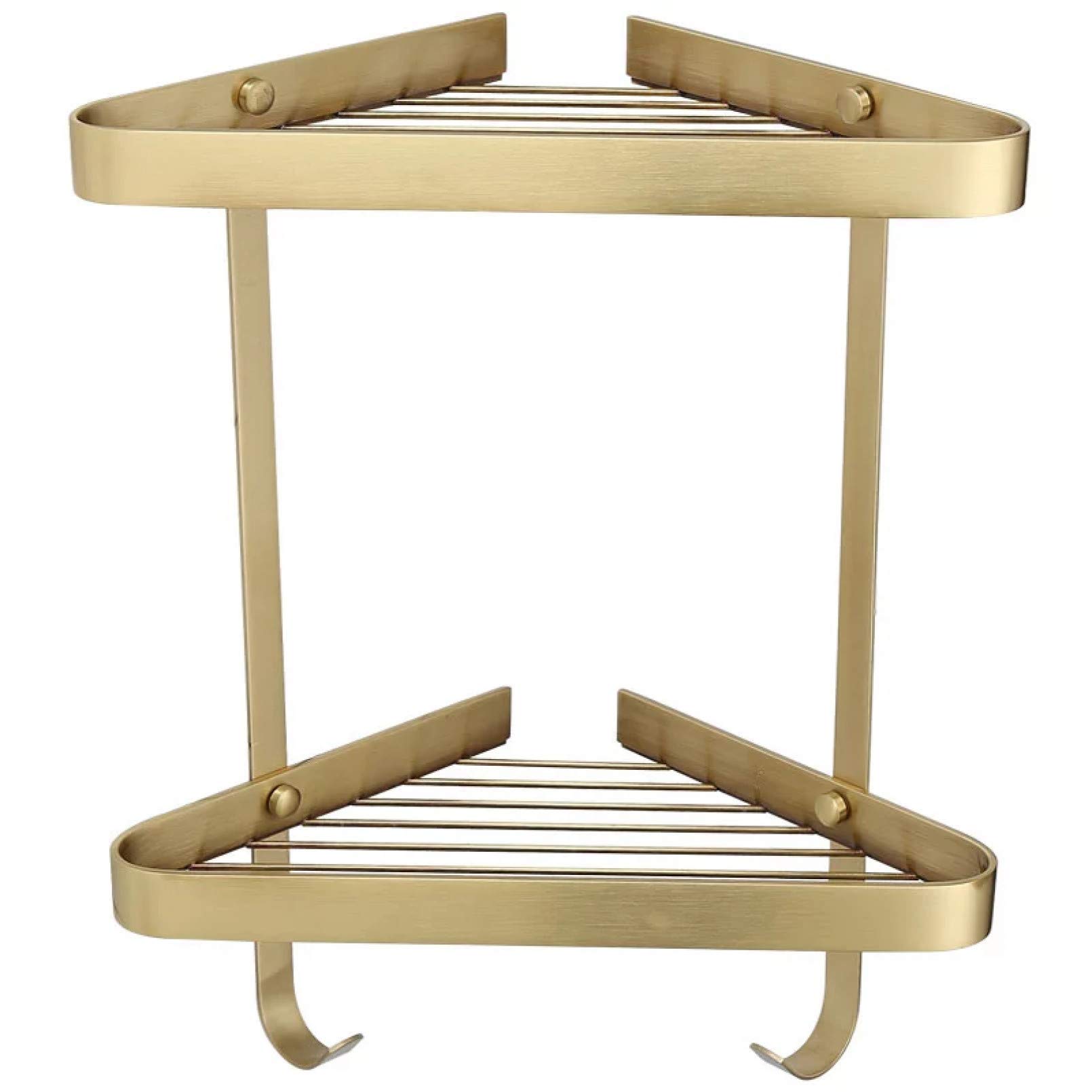 WDSOPK Gold Brass Bathroom Corner Shower Caddy Wall Mounted Bath Nizer,
