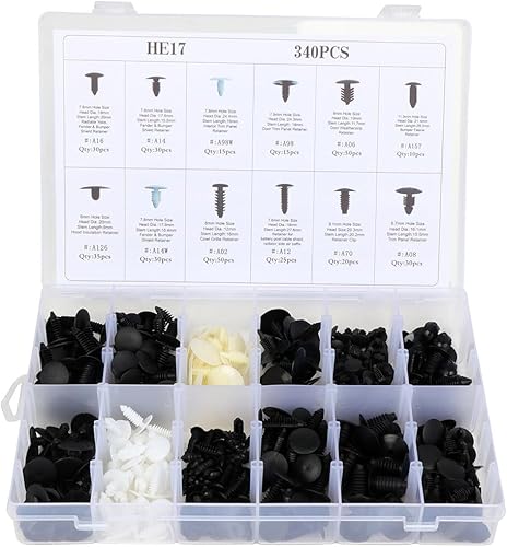 Miniatura 3 de SCITOO Clips universales de plástico para guardabarros, color negro/azul, 12 tamaños - 1 unidad