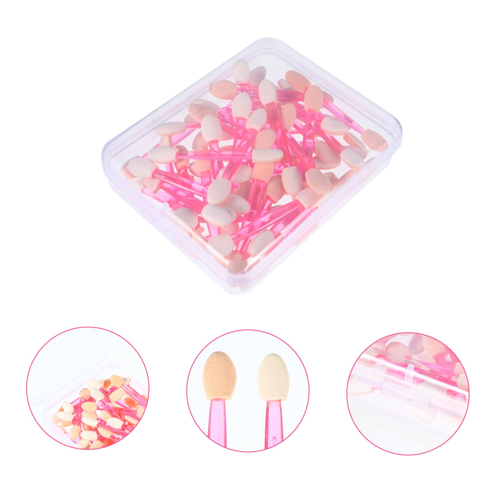 Gogogmee Eyeshadow Brush Kit 100pcs Double Head Eye Shadow Brushes Comfortable Plastic Handle Soft Sponge Tips