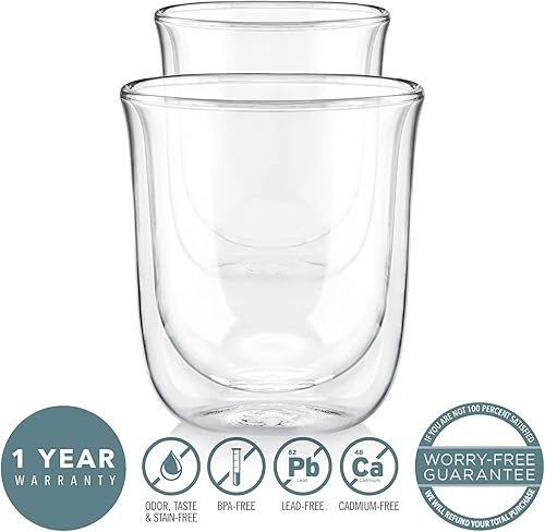 Miniatura 3 de Teabloom Vasos aislados Tulip para té, espresso y otras bebidas, vidrio de doble pared resistente al calor que mantiene las bebidas calientesfrías,