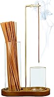 OEAYA 2-in-1 Incense Holder & Ash Catcher: Anti-Flying Ash Burner with Glass Cups, Stick Organizer for Meditation, Yoga, Spa & Home Decor (Dark Base)