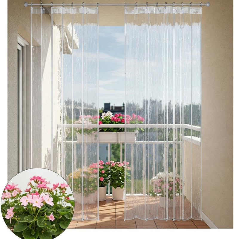 Image of PVC AC Transparent Strip Curtain for Industrial & Commercial Use - Heavy Duty, Anti-Dust, Anti-Insect - Energy Saving - Size: [4.5 ft x 7 ft] 0.50 mm - Clear Vinyl Strip Pack of 1