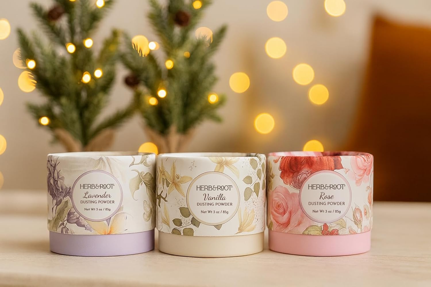 Herb & Root Talc Free Body Dusting Powders. Rose, Vanila, Sandalwood, Lavender, Jasmine, and Gift Sets (Travel Size, Lavender, Rose, Vanilla, Puff) - Image 2