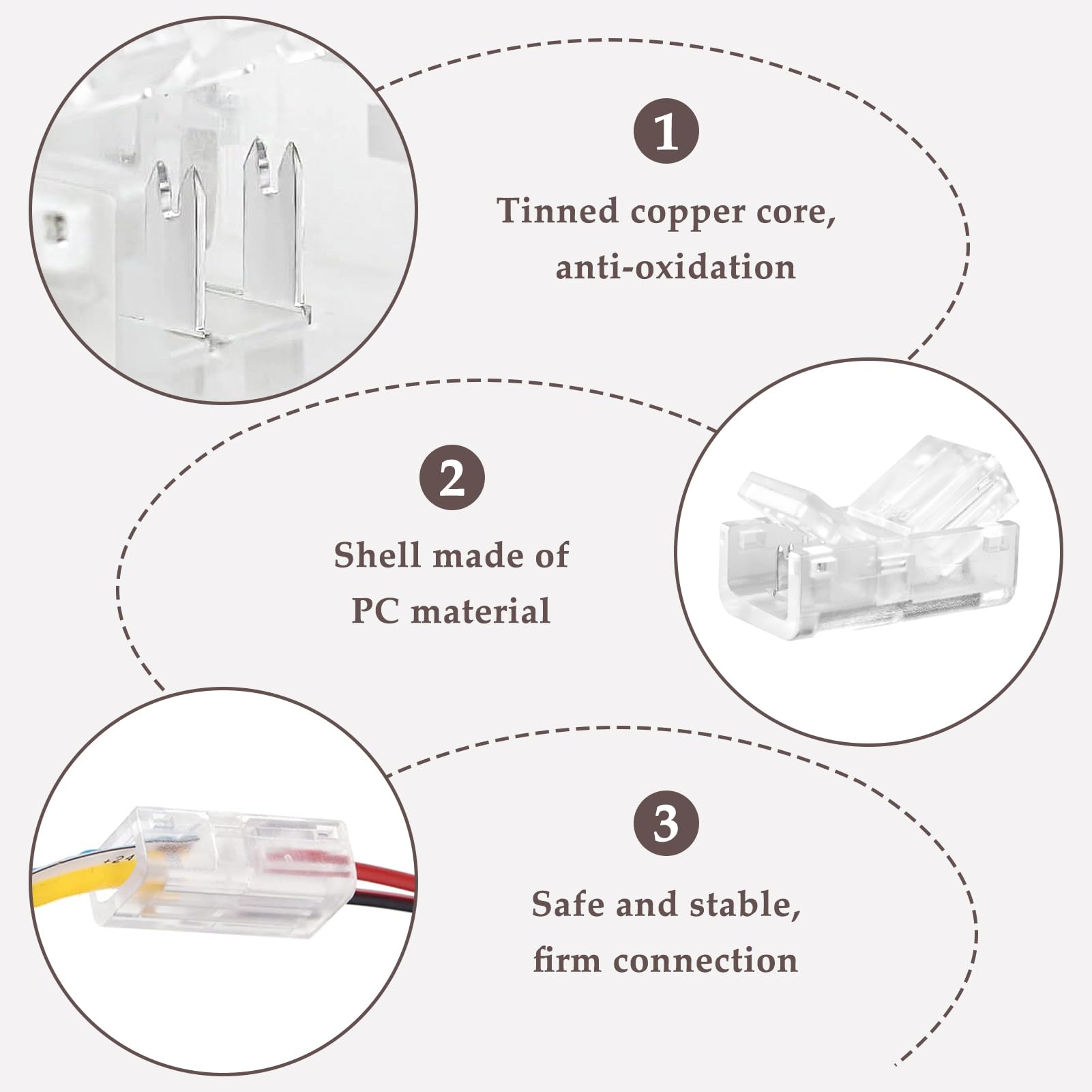 10 PCS 2 Pin 8mm COB LED Strip Connectors, LED Light Strip Connectors with 16.4ft Extension Cable 22 AWG - Image 3