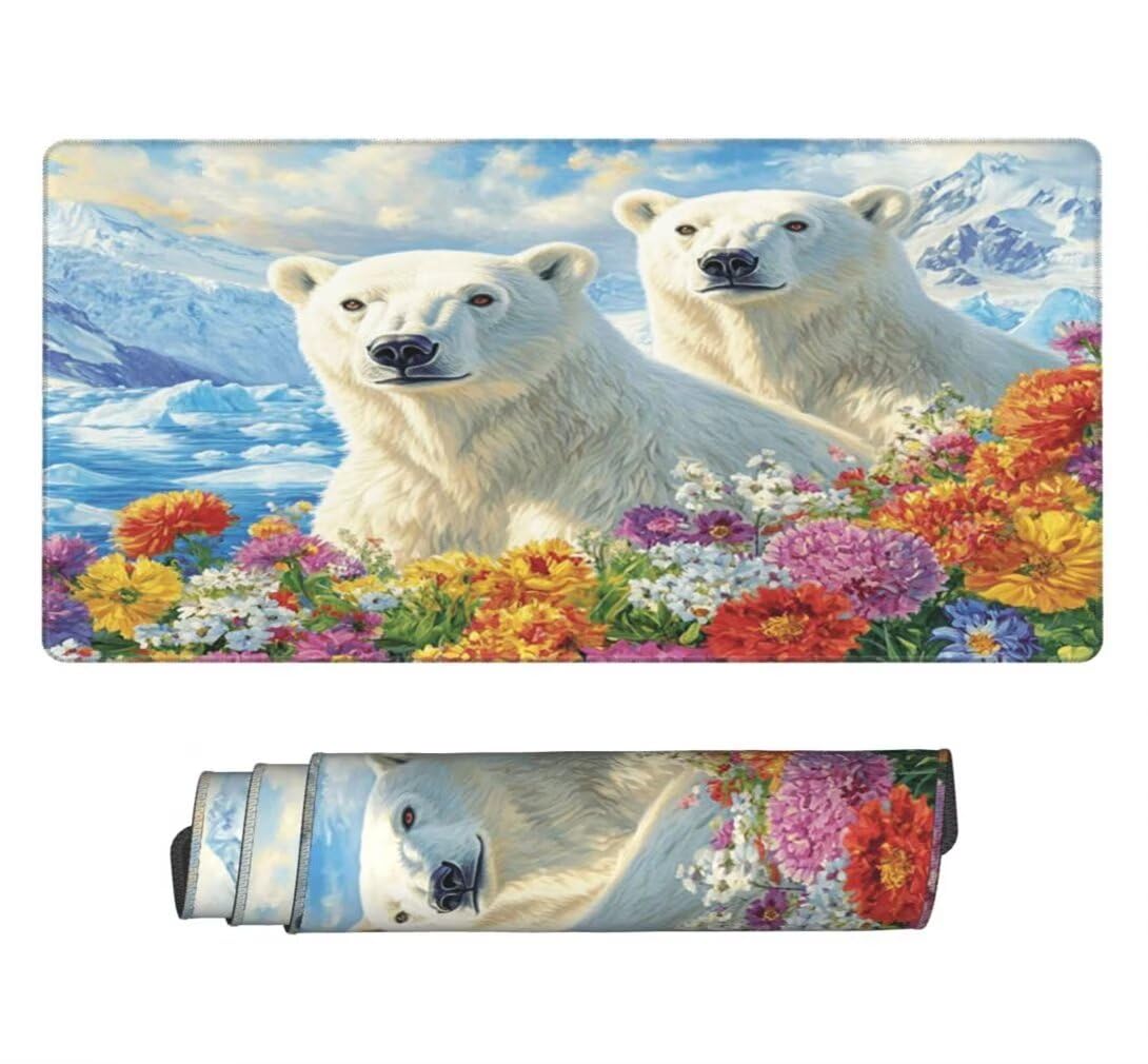 Tappetino Mouse XXL 1000x500mm Orso Polare Grande Mouse Pad, Tappetino Scrivania con Bordi Cuciti, Grande Mousepad Gaming con Base Antiscivolo per Giocatori, Ufficio e Casa (Floreale) -MP1592