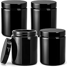 Nicunom 4 Pack Black Glass Storage Jar 8 oz/250mL, Premium UV Protection Container Multipurpose Container for Coffee, Tea, Herb, Spice, Cosmetic