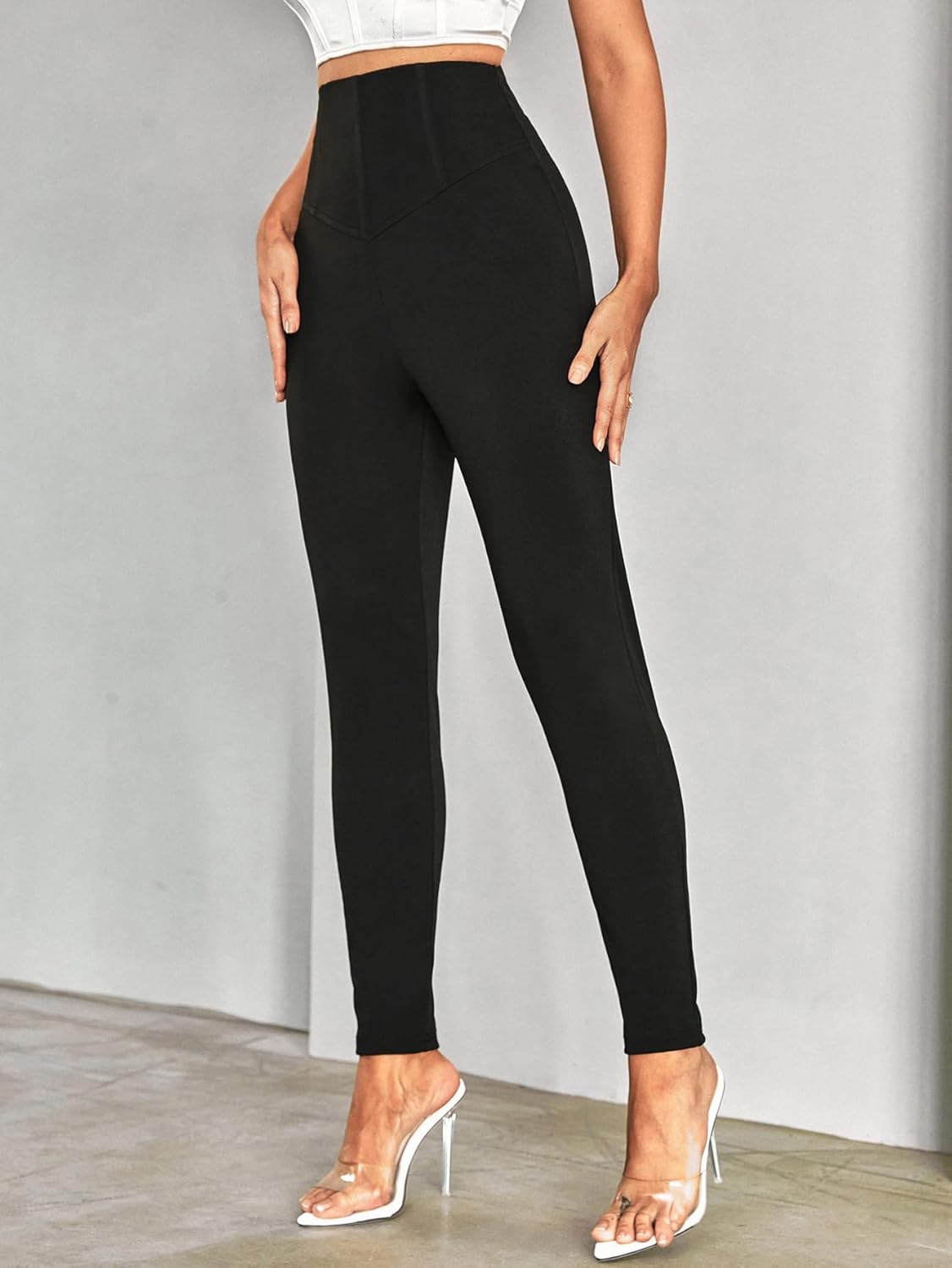 ANACRO Pants for Women - High Waist Skinny Pants Color Black Size X-Small