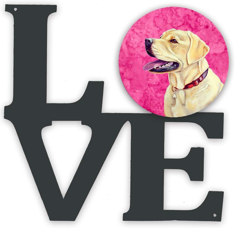 Caroline's Treasures LH9383PKWALV Pink Labrador Metal Wall Artwork Love Indoor Outdoor Art Decor Patio, Bathroom, Kitchen Colorful Aluminum and Black Steel Sculpture
