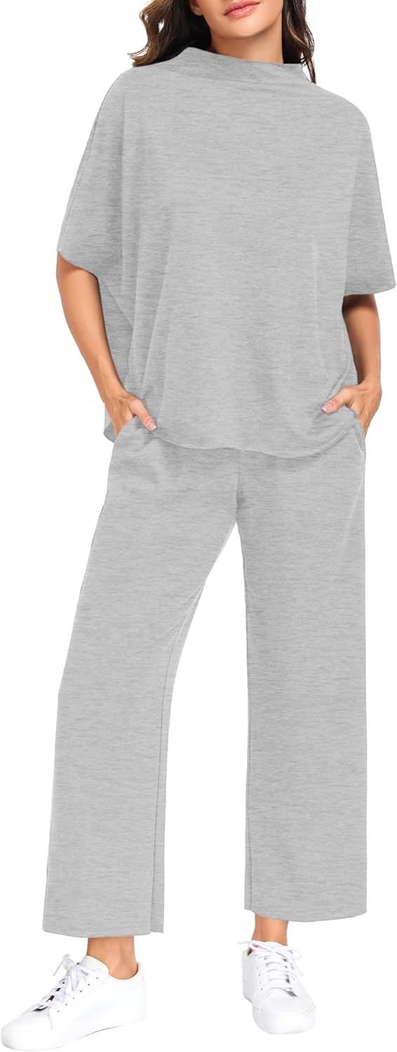 PrinStory Womens 2 Piece Lounge Sets Casual Outfits Pullover Top and Wide Leg Pants Matching Pjs Soft Pajamas Loungewear - Image 5