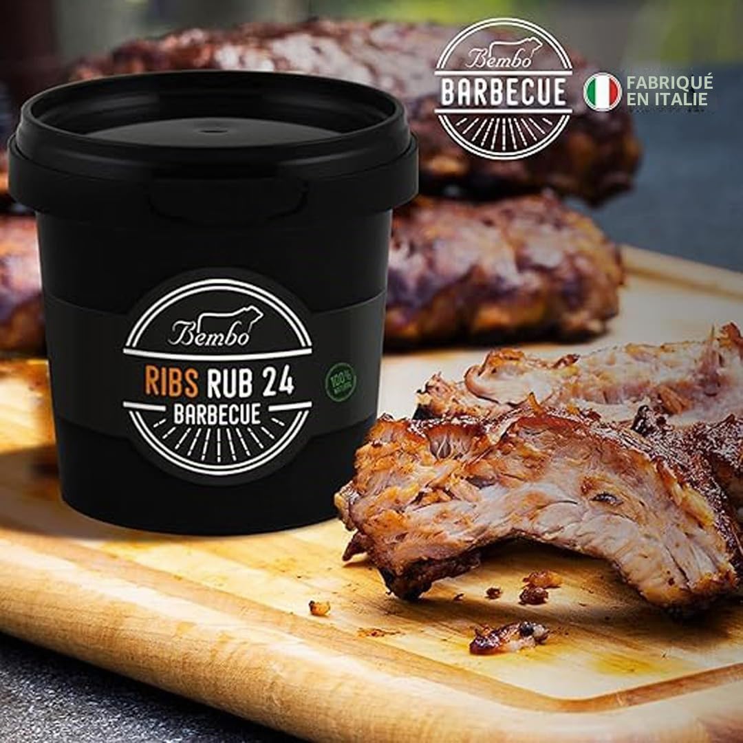 Rub BBQ Ribs 24 Bembo – 500 g - Mélange d’Épices pour Travers de Porc – Marinade Sèche Barbecue – Idéal Grill et Fumage – Made in Italy