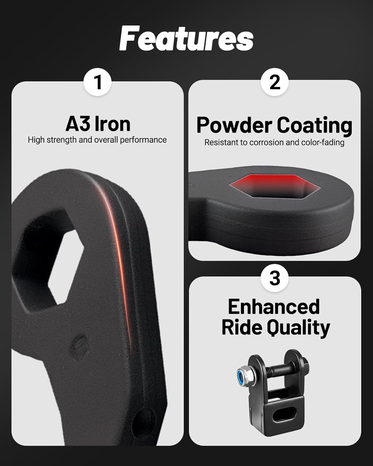 EVIL ENERGY 1-3" Torsion Bar Keys with Shock Extenders Brackets Compatible with 2011-2019 Chevy Silverado GMC Sierra 2500HD/3500HD 4WD, 1-3 inch Adjustable Suspension Front Leveling Lift Kit Black