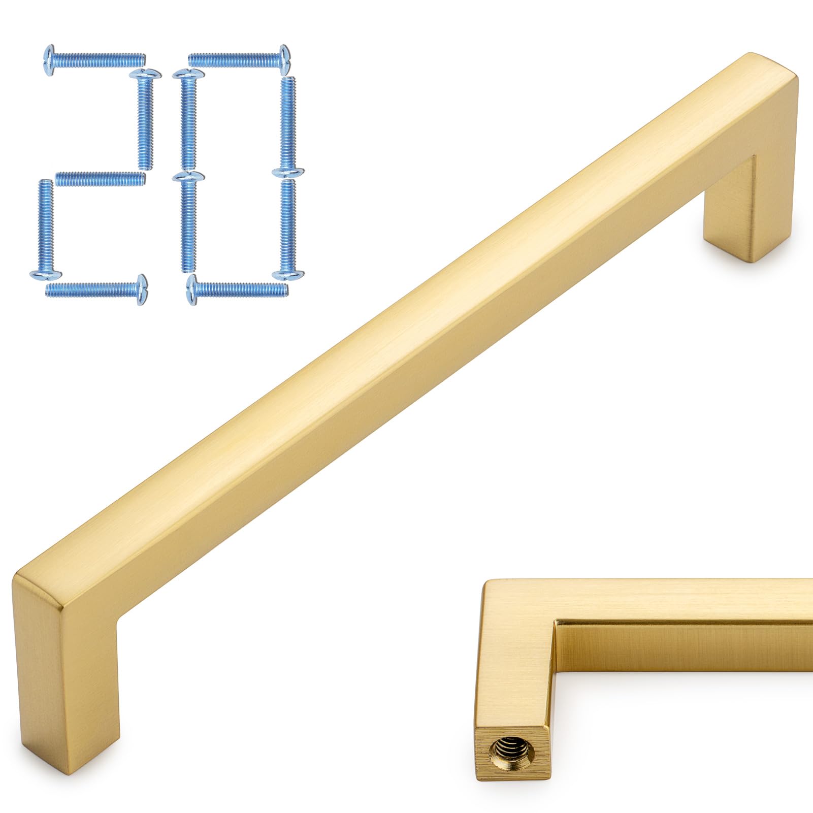 KOOFIZO 20 Pack 5 in Brushed Gold Cabinet Pulls, Gold Drawer Handles 1816