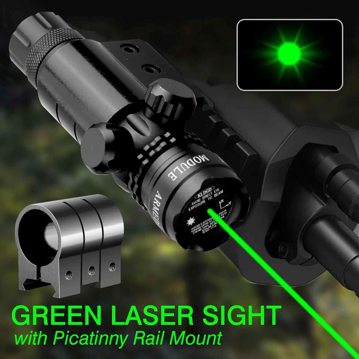 TRINITY Green Laser Sight for Maverick 88 12 Gauge Pump Shotgun – Picatinny Weaver Mount Included, Tactical Green Beam - Class IIIA 635nM Less Than 5mW Single Rail Mount.