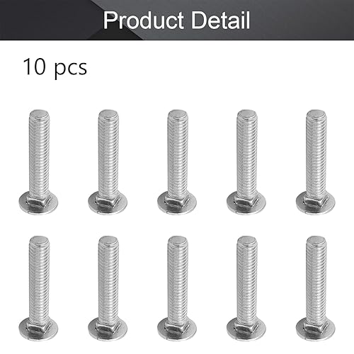 Miniatura 37 de MroMax Pernos de carro M6x16mm cabeza media redonda cuello cuadrado pernos sujetadores 304 acero inoxidable cuello carro perno tono plateado