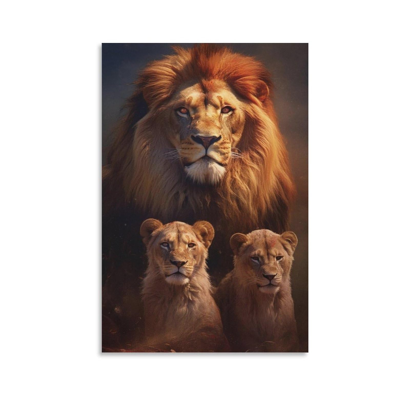 Gqvcjsw Men's Guardian's Legacy Lion And Cubs Canvas Poster Wall Art Decor Print Picture Paintings For Living Room Bedroom Decoration 12X18inch(30X45cm)