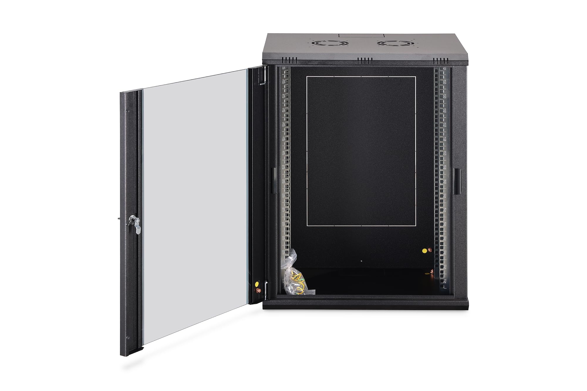 DIGITUS Armoire réseau – 19 Pouces, 16 U – Non montée – Dynamic-N – Noir | Profondeur de 450 mm – Profondeur utile de 320 mm – Montage mural – Capacité de charge de 60 kg – Porte vitrée
