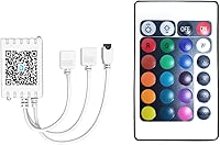 DAYBETTER Updated Bluetooth Remote Control for RGB LED Light Strips, 2 Ports 24 Key 4 Pin Output Dimmable LED Strip Lights Voltage DC 12V(Without Power Adapter)