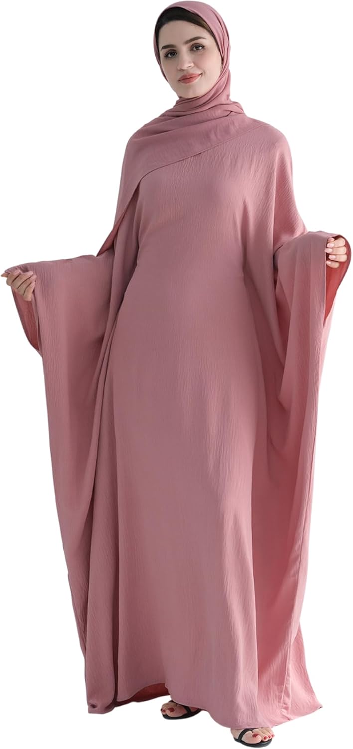 Muslim Abaya Dress Women Middle East Arabian Prayer Robe Batwing Maxi Kaftan Abaya Dress with Hijab - Image 2