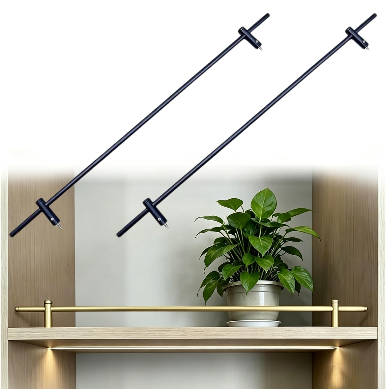 GERAZAHO Metal Shelf Rail for Wood Shelves, Anti-Fall Guard Fence, Decorative Elegant Gallery Rai, Brass Shelf Guard Rail for Floating Shelves, for Shoe Rack/Bookcase/Closet/Entryways Black 30in/76cm