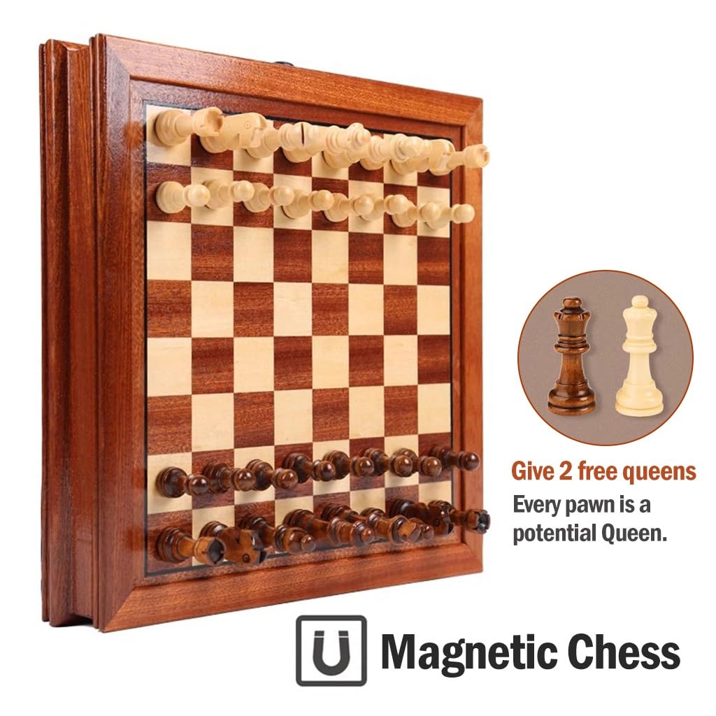 Amazon.co.jp: プレミアム木製チェス盤旅行、磁気手作りチェスの駒