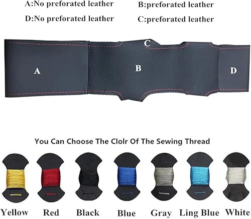 Miniatura 4 de Funda trenzada de cuero negro cosida a mano para volante de automóvil, ajuste para Toyota Land Cruiser Prado 120 piezas de automóvil