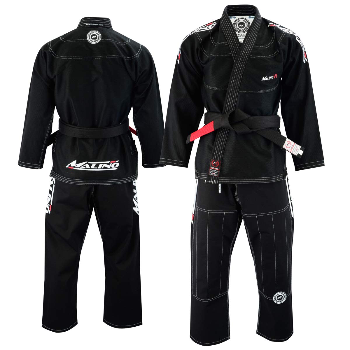 Malino Profesional brasileño Jiu Jitsu Gi Traje Negro BJJ Uniforme Pearl Weave Algodón 550Gsm, Pantalones 10oz Ripstop Tamaño A4