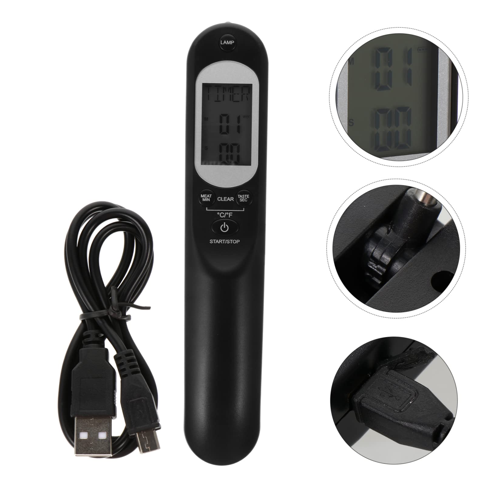 Amosfun 2 Set Termometro indicatore della temperatura del barbecue indicatore della temperatura della carne caricabatterie usb caricabatteria usb indicatore di temperatura digitale AbS