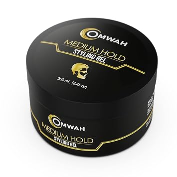 OMWAH Professional Hair Styling Gel for men Strong Hold hair gel for boys with Vitamin E & Pro-VB5, Flake-Free Formula, Protects, Nourishes & Styles All Hair Types Effortlessly Medium Hold