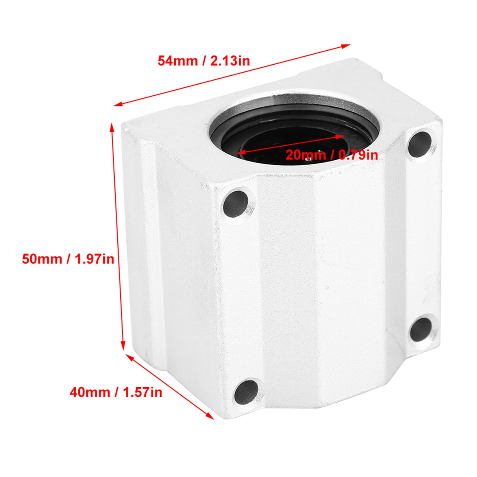 Bloc coulissant à roulement à billes linéaire, 2 pièces SC20UU 20 mm CNC bague coulissante à roulement linéaire, longueur 54 mm, largeur 50 mm, hauteur 40 mm, diamètre intérieur 20 mm