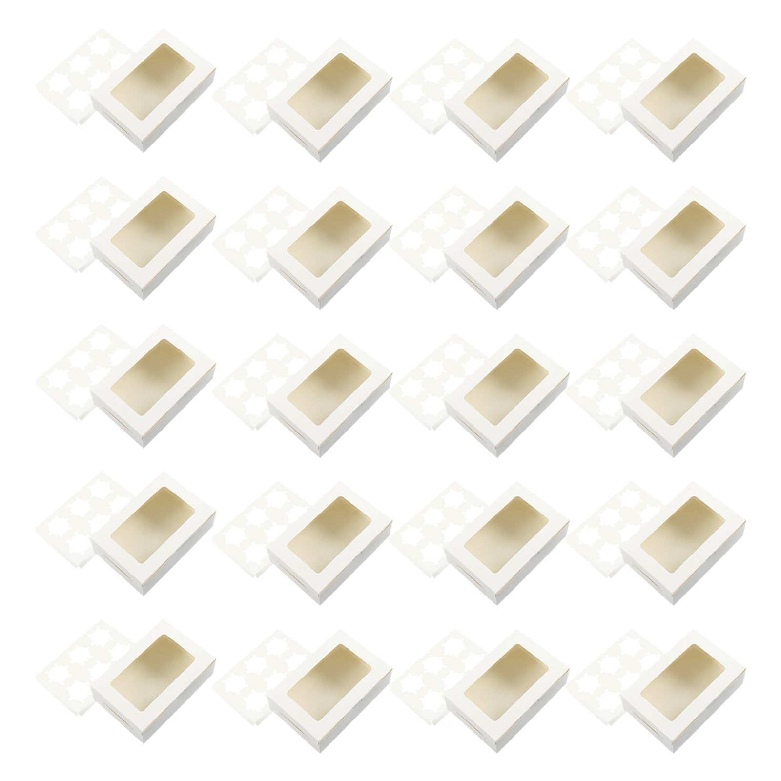 Cajas para Cupcakes 20 recipientes for Cupcakes con Ventana e Inserciones, 6 Cajas de Galletas, Cajas de golosinas for Galletas, Muffins, Cupcakes Caja De Pasteles(White)