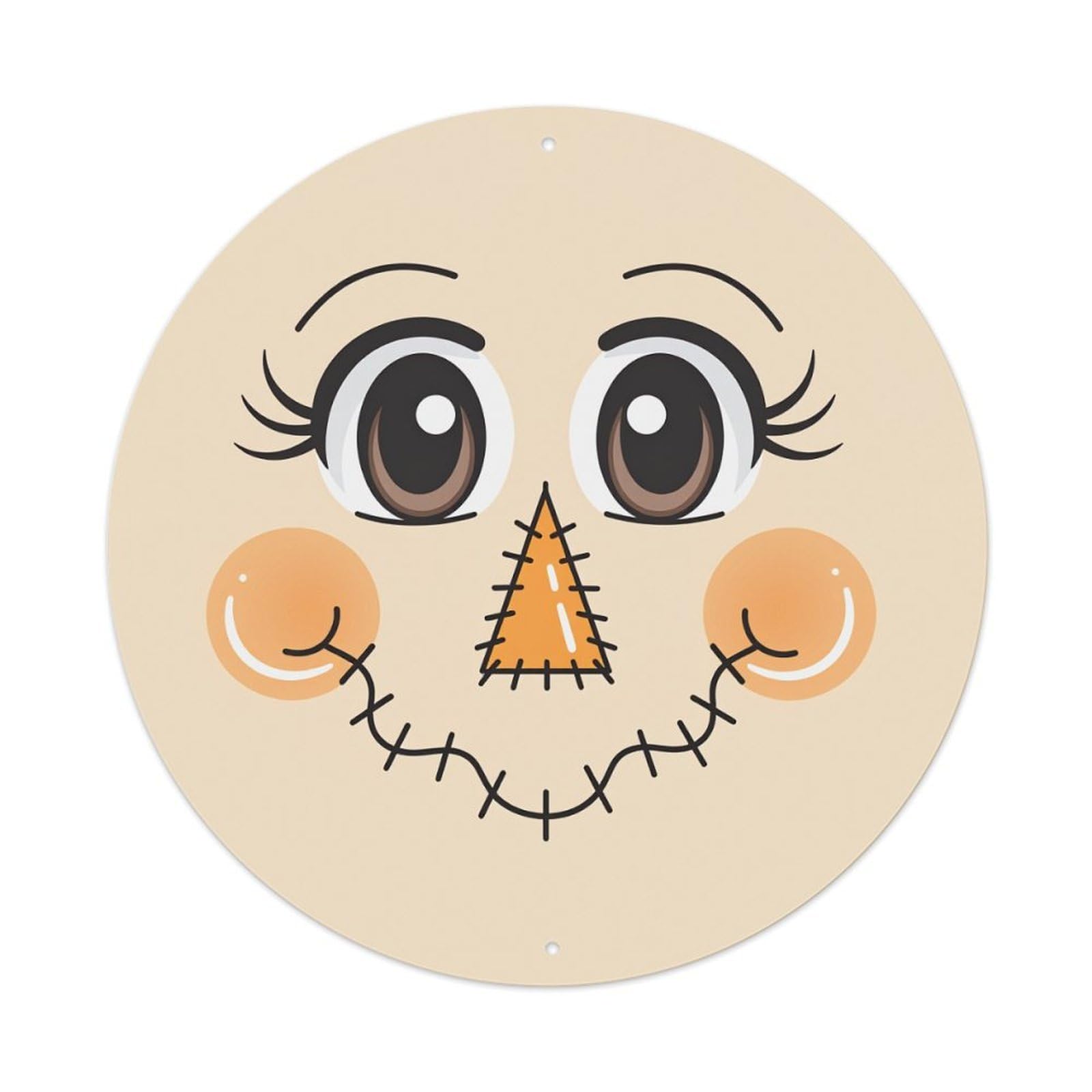 Cute Scarecrow Face Pattern Round Tin Sign Vintage Metal Poster Retro Bar, Home, Man Cave, Kitchen, Laundry Room Wall Art Decor Gift 8x8Inch