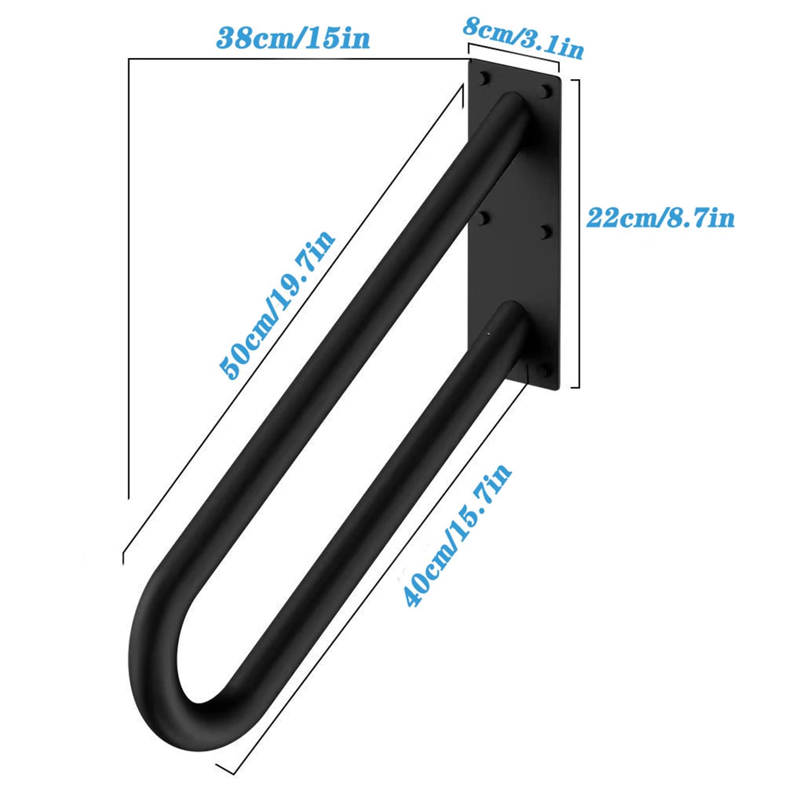 2 Pack Outdoor Handrail For 1-3 Step Stairs 28.7" Wall Mount Railing Grab Bars - View #11