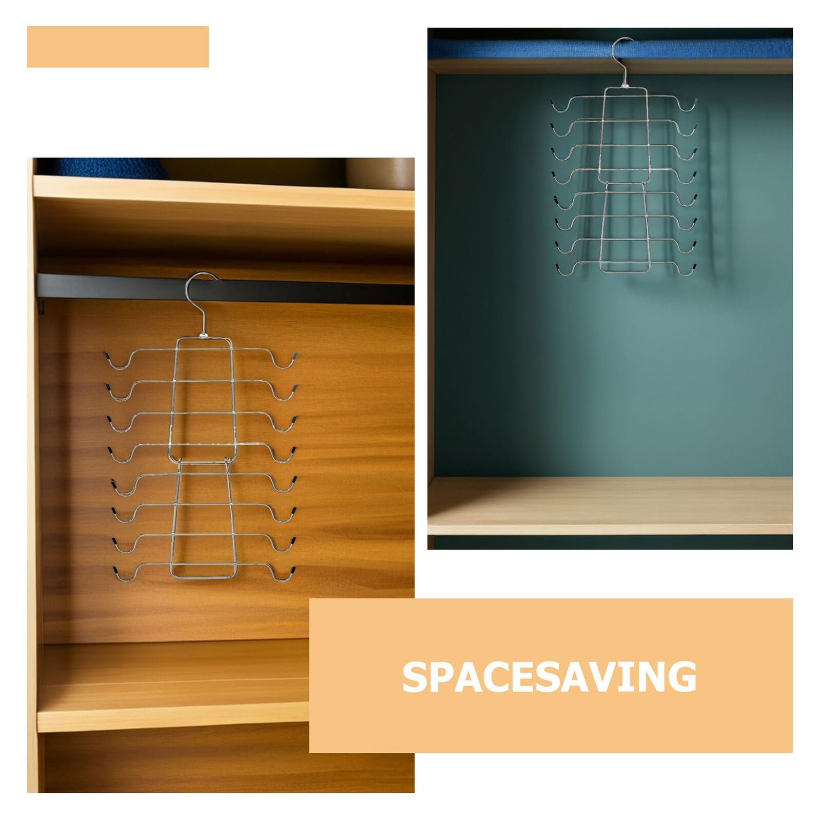 4 Stück Faltbare BH Aufhänger aus Metall mit 360° Drehbarem Haken Platzsparend für Kleiderschrank Organizer Vielseitig für BHS Tops Schals und Gürtel Silber